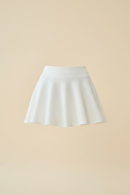 Pantalon Jupe Blanc Plissé Évasé Court Doublé - Polyester - vue 3