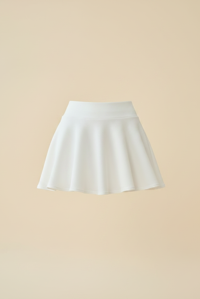 Pantalon Jupe Blanc Plissé Évasé Court Doublé - Polyester - vue 3