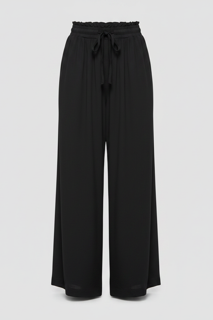 Pantalon Jupe Noir Ample Fluide Taille Haute Élégant - Polyester - vue 3
