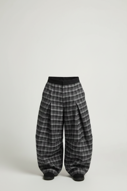 Pantalon Jupe Plaid Ample Épais Garçon - Gris Tweed - vue 3