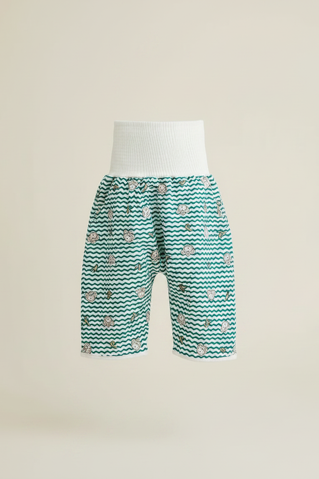 Pantalon Jupe Bébé Vert Ondulé Imprimé Confortable Coton - Molleton - vue 3
