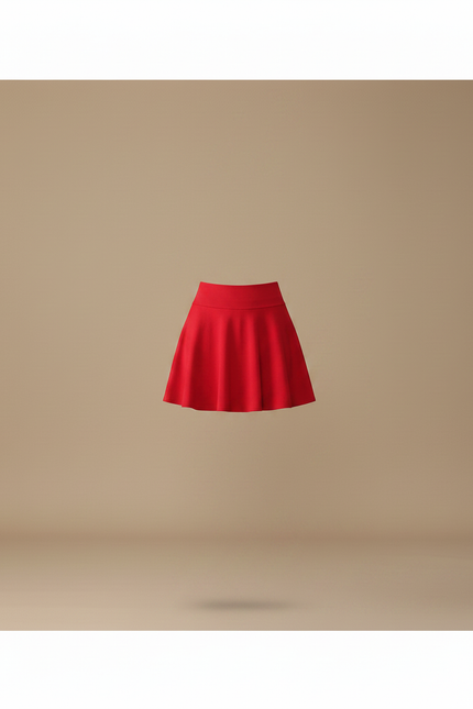 Pantalon Jupe Rouge Évasée Courte Plissée Élégante - Polyester - vue 3