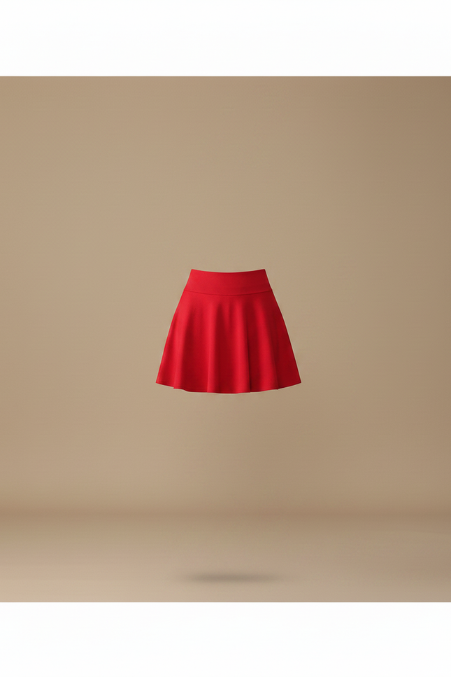 Pantalon Jupe Rouge Évasée Courte Plissée Élégante - Polyester - vue 3