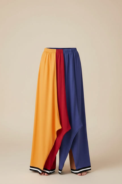 Pantalon Jupe Multicolore Fluide Asymétrique Garçon - Polyester - vue 3