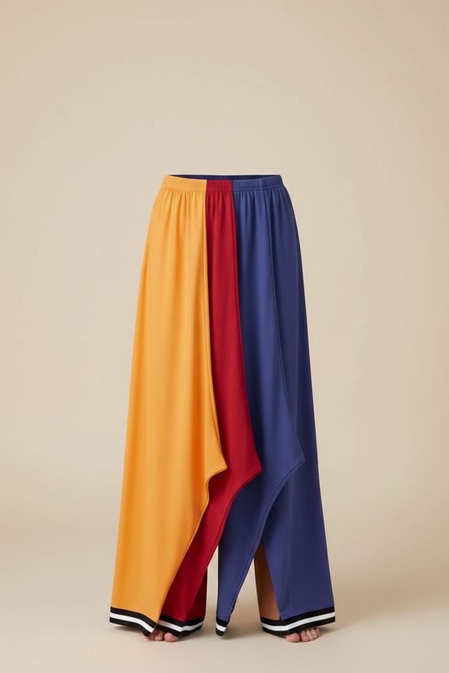 Pantalon Jupe Multicolore Fluide Asymétrique Garçon - Polyester - vue 3