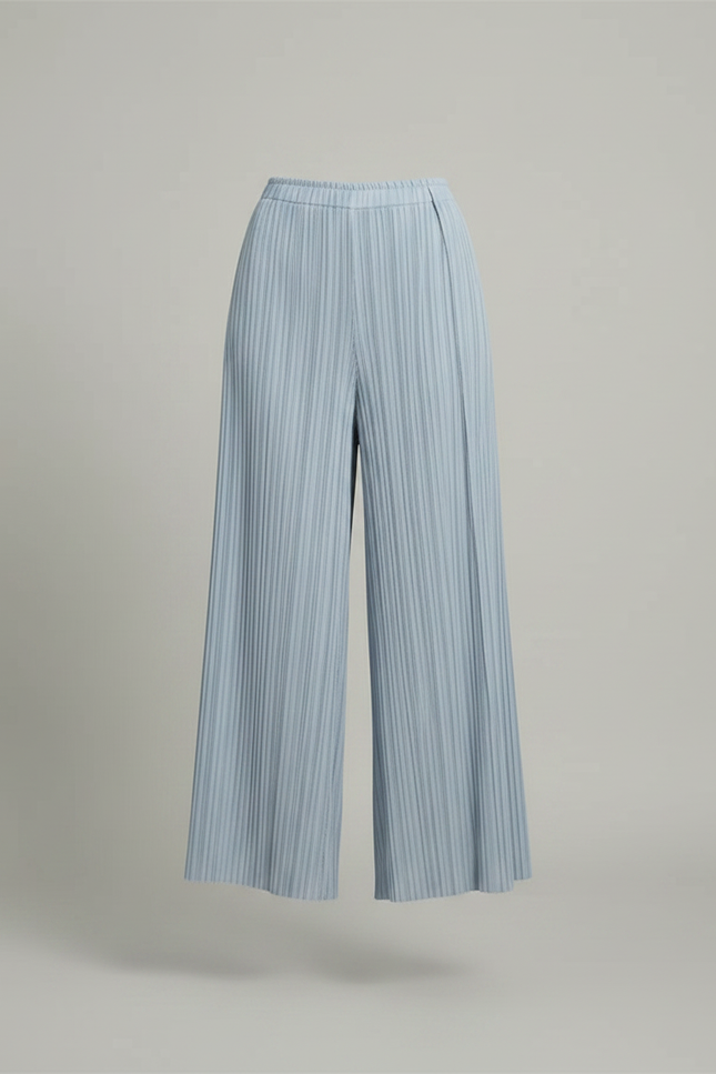 Pantalon Jupe Plissé Ample Bleu Élégant Fluide - Polyester - vue 3