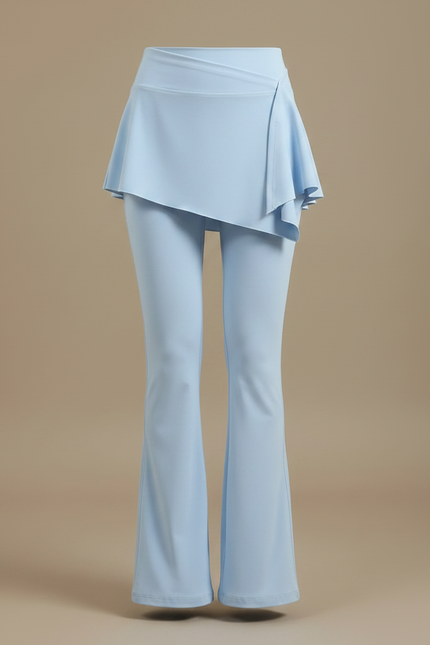 Pantalon Jupe Bleu Évasé Superposé Élégant Fluide - Polyester - vue 3