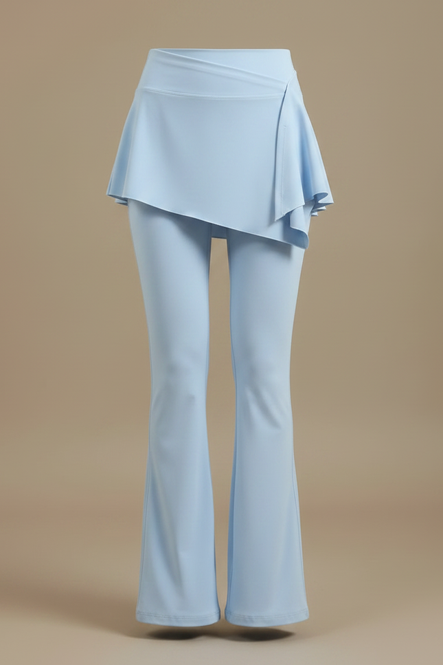Pantalon Jupe Bleu Évasé Superposé Élégant Fluide - Polyester - vue 3