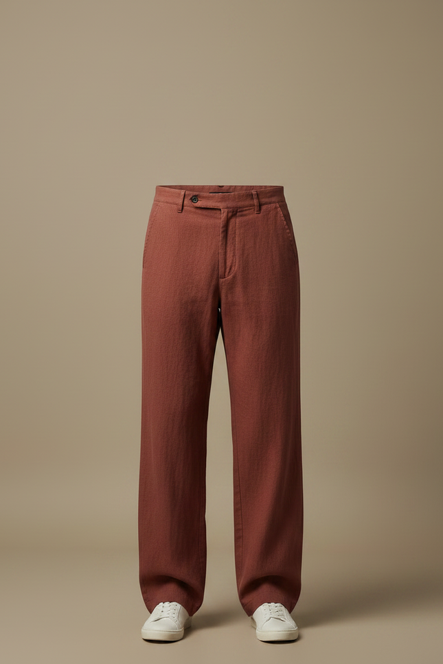 Pantalon Jupe Marron Ample Superposé Lin Décontracté - vue 3