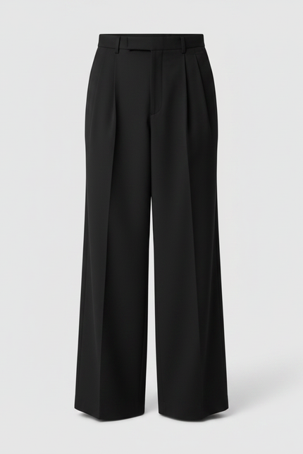 Pantalon Jupe Noir Ample Ceinturé Élégant Unisexe - Polyester - vue 3
