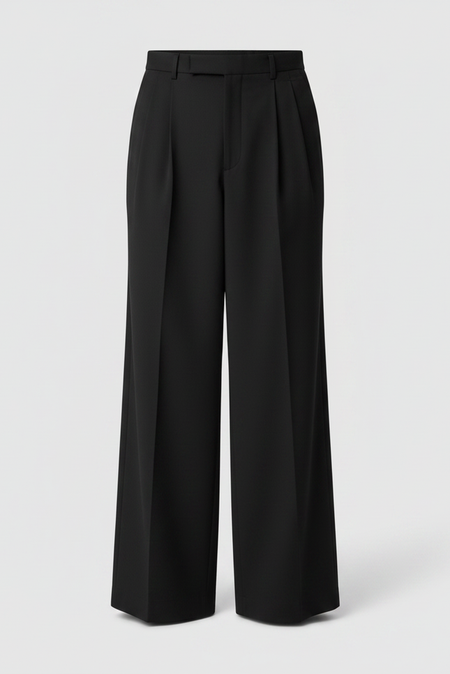 Pantalon Jupe Noir Ample Ceinturé Élégant Unisexe - Polyester - vue 3