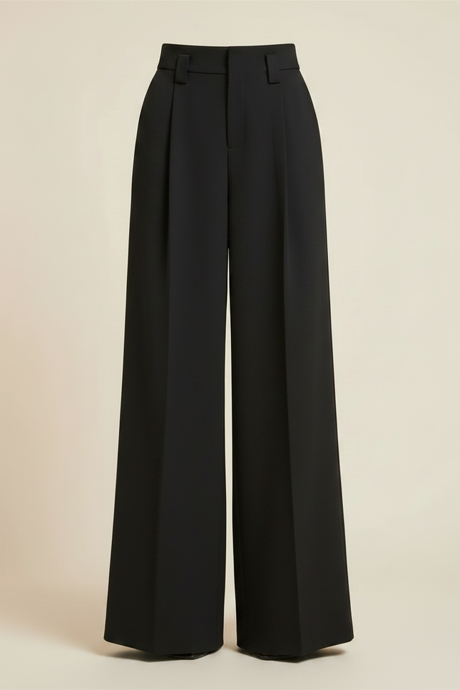 Pantalon Jupe Noir Ample Plissé Fendu Élégant - Gabardine - vue 3