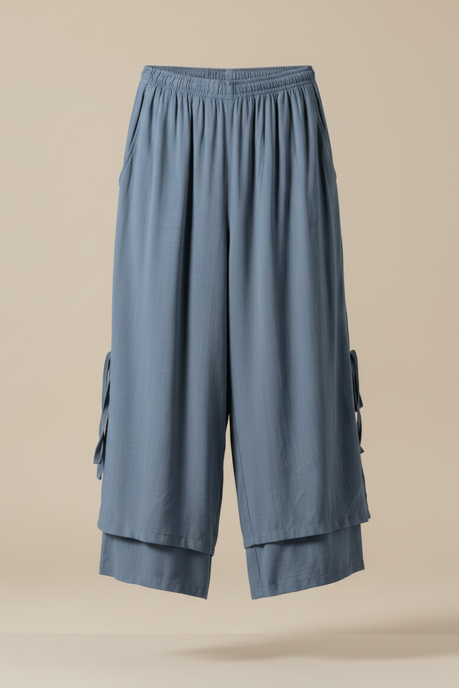 Pantalon Effet Jupe - Bleu Viscose - vue 3
