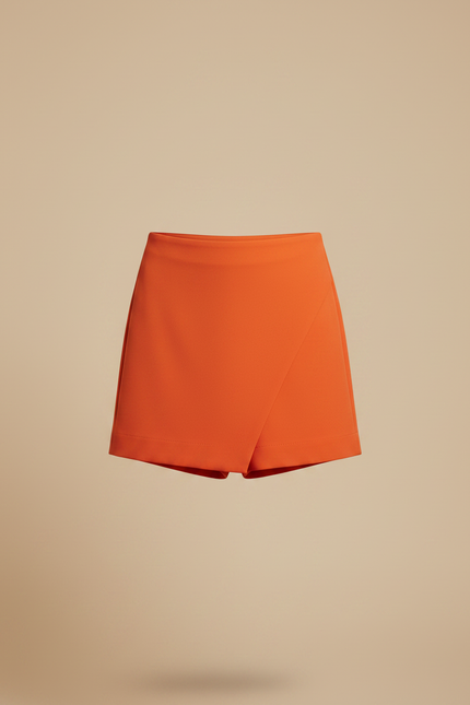 Pantalon Jupe Orange Asymétrique Chic Élégant Femme - Polyester - vue 3