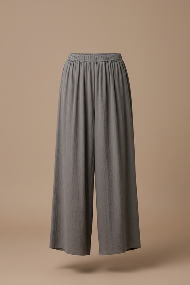 Pantalon Jupe Longue Ample Gris Décontracté Coton - vue 3