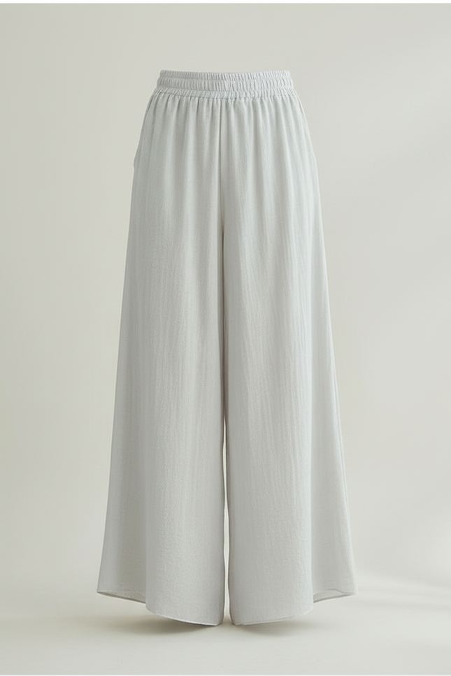 Pantalon Jupe Ample Lin Gris Fluide Femme - vue 3