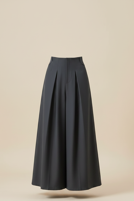 Pantalon Jupe Gris Ample Plissé Décontracté Unisexe - Polyester - vue 3