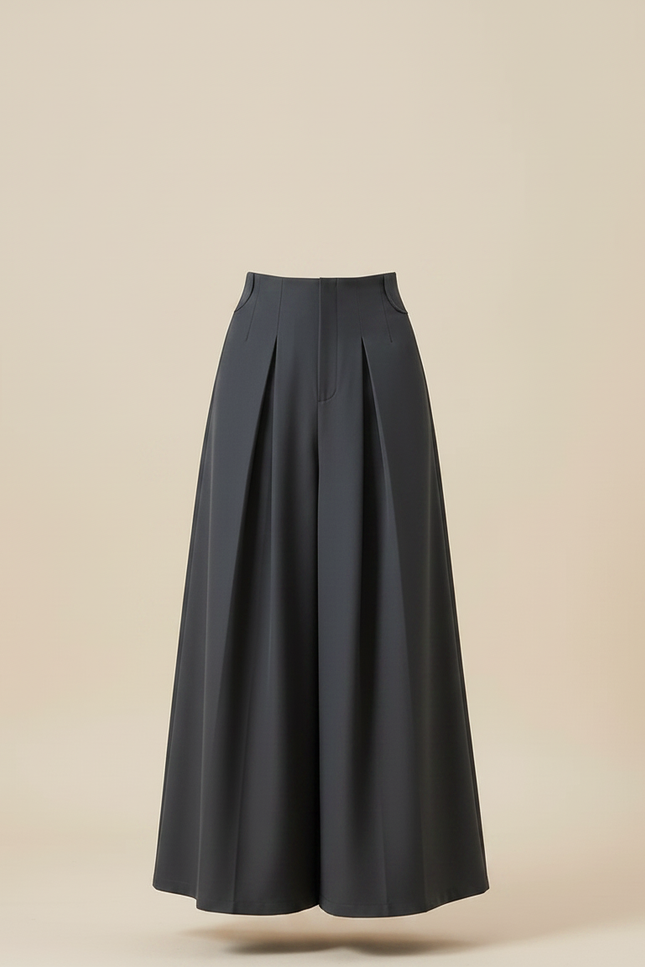 Pantalon Jupe Gris Ample Plissé Décontracté Unisexe - Polyester - vue 3