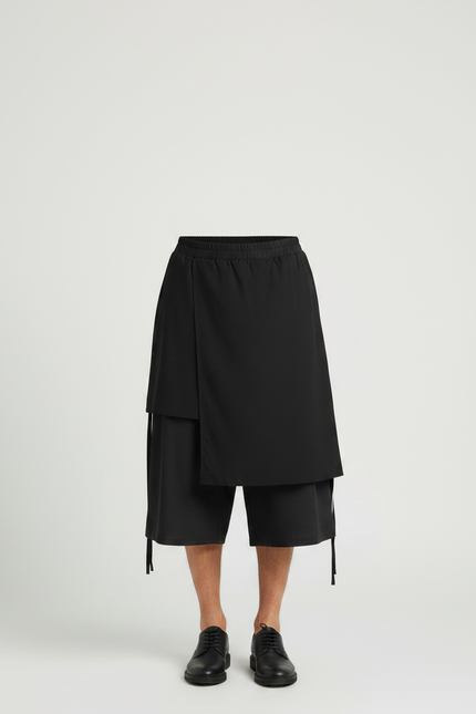 Pantalon Jupe Noir - Polyester - vue 3
