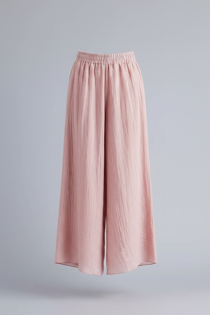 Pantalon Jupe Rose Lin Ample Fluide Décontracté - vue 3