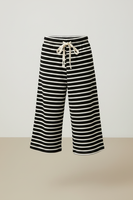 Pantalon Jupe Rayé Noir Blanc Ample Coton Enfant - vue 3