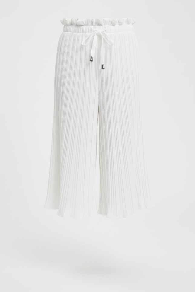 Pantalon Jupe Blanc Plissé Fluide Enfant Décontracté - Polyester - vue 3