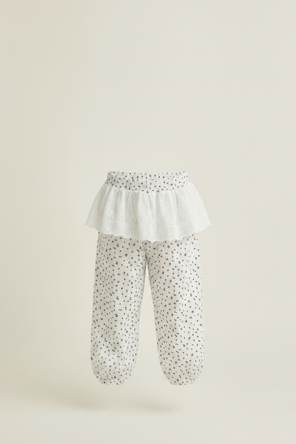 Pantalon Jupe Blanc Imprimé Ample Confortable Enfant - Coton - vue 3