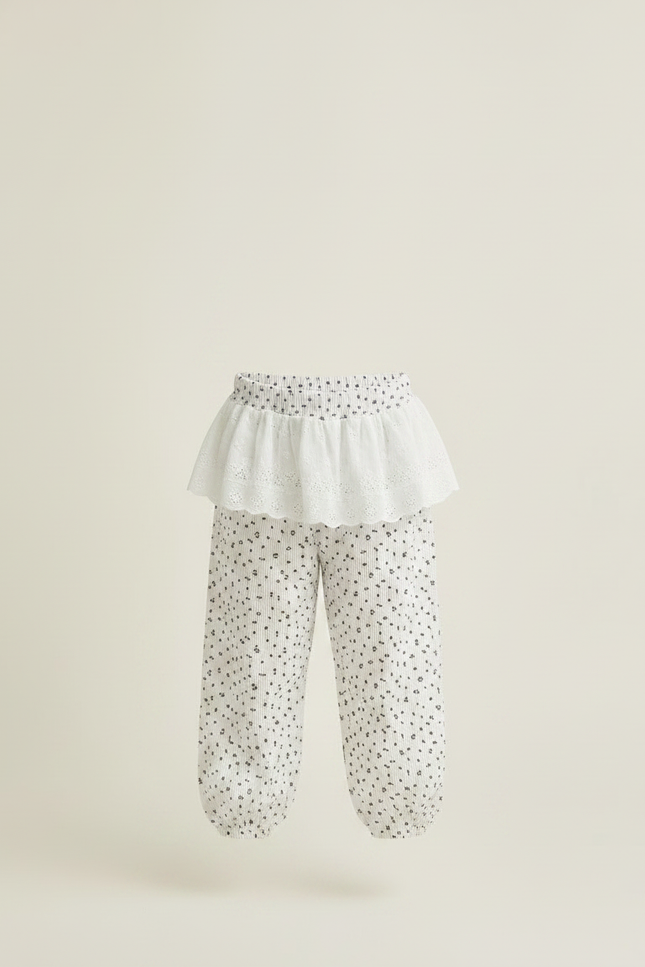 Pantalon Jupe Blanc Imprimé Ample Confortable Enfant - Coton - vue 3