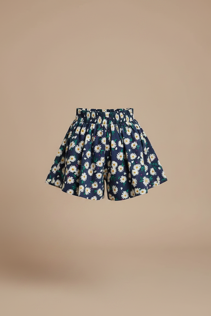 Pantalon Jupe Bleu Marine Fleuri Ample Fille - Coton - vue 3