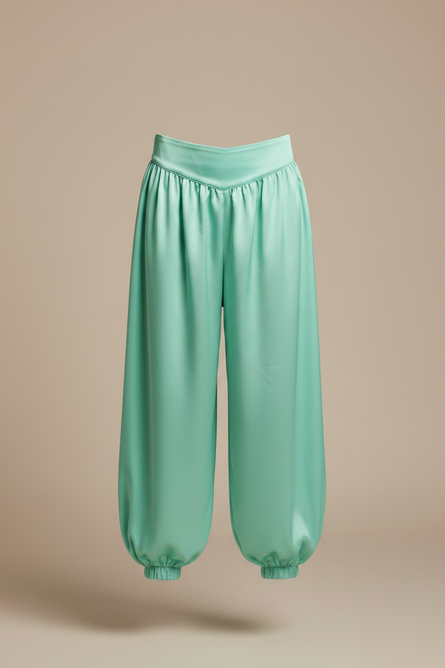 Pantalon Jupe Vert Satiné Drapé Ample Enfant - vue 3
