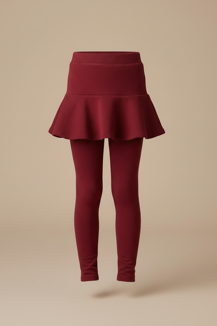 Pantalon Jupe Rouge Bordeaux Volants Enfants Hiver - Molleton - vue 3