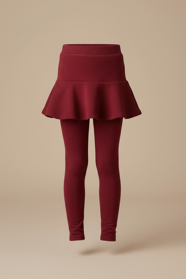 Pantalon Jupe Rouge Bordeaux Volants Enfants Hiver - Molleton - vue 3