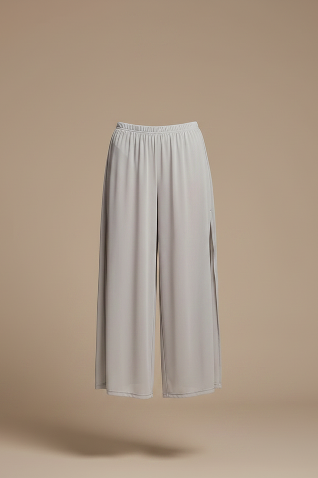 Pantalon Jupe Gris Fluide Fendu Léger Chiffon Ample - Polyester - vue 3
