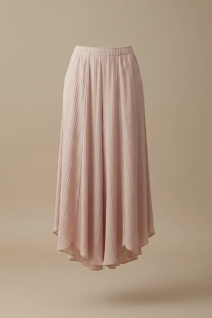 Pantalon Jupe Plissé Rose Fluide Asymétrique Élégant - Polyester - vue 3