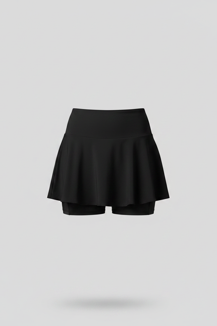 Pantalon Jupe Noir Plissé Sportif Intégré Élégant - Polyester - vue 3