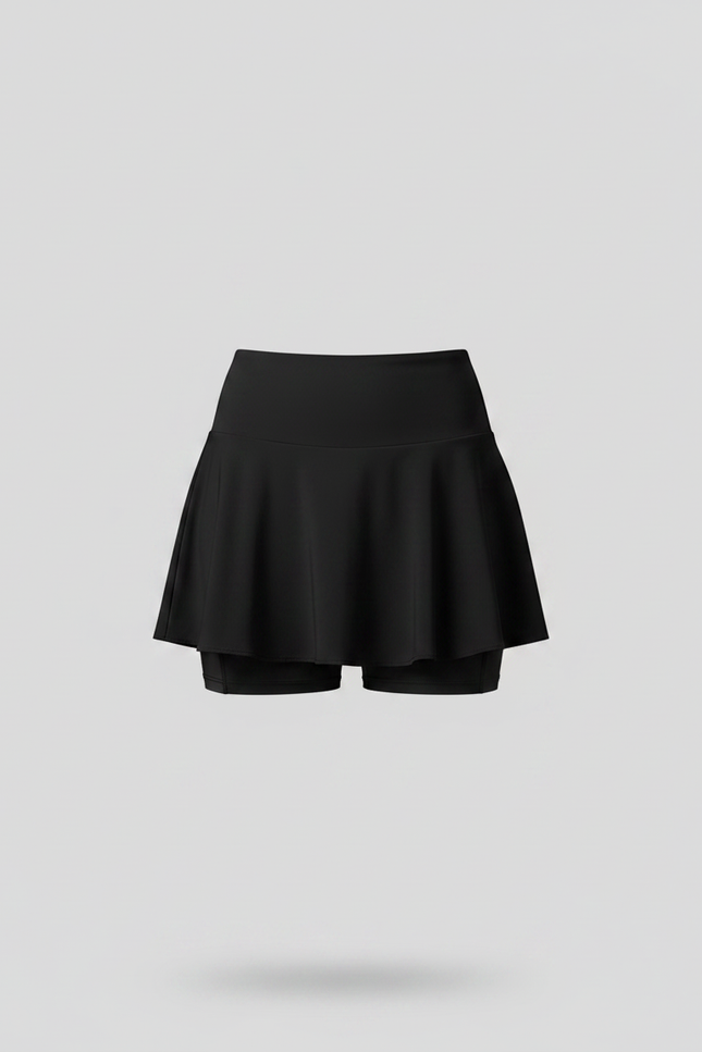 Pantalon Jupe Noir Plissé Sportif Intégré Élégant - Polyester - vue 3