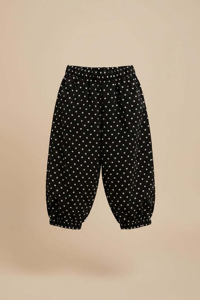 Pantalon Jupe Noir Pois Ample Fille - Imprimé Velours - vue 3