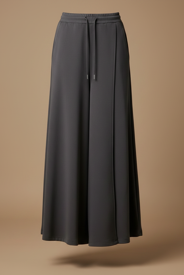 Pantalon Jupe Évasé Longue Cordon Gris Élégant - Molleton - vue 3