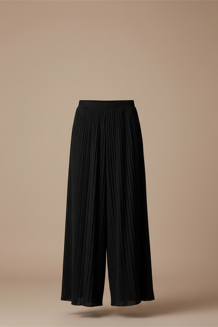 Pantalon Jupe Noir Plissé Superposé Ample Élégant - Polyester - vue 3