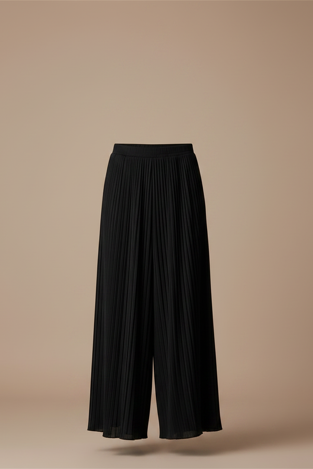 Pantalon Jupe Noir Plissé Superposé Ample Élégant - Polyester - vue 3