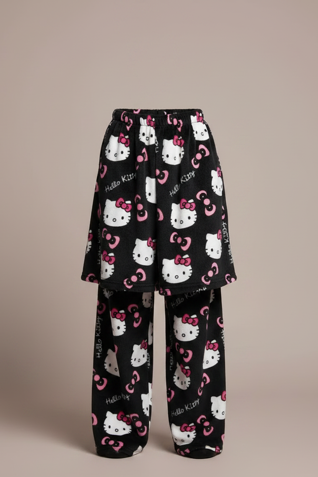 Pantalon Jupe Noir Hello Kitty Molletonné Doux Enfant - vue 3