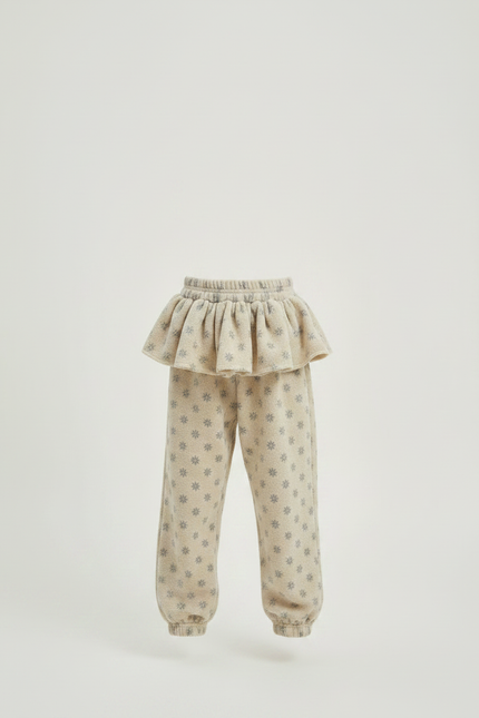Pantalon Jupe Beige Corail Volants Imprimé Étoiles - Molleton - vue 3