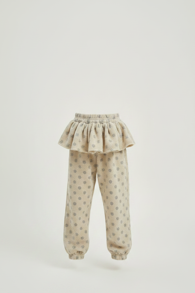 Pantalon Jupe Beige Corail Volants Imprimé Étoiles - Molleton - vue 3